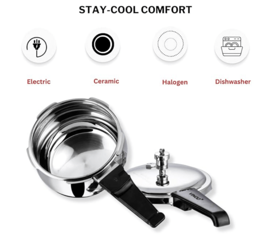 Vinod Splendid Plus Stainless Steel Pressure Cooker Outer Lid 3.5 Litre | SAS Bottom Handi Cooker | Extra Glass Lid | Induction and Gas Base | ISI and CE certified | 2 Years Warranty - Image 3